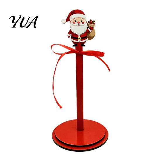 Santa Claus Napkin Holder Christmas Wooden Paper Towel Holder, 2D Roll Dispenser with Snowman Gift for Kitchen Patterns, Decorative Tissue Stand
