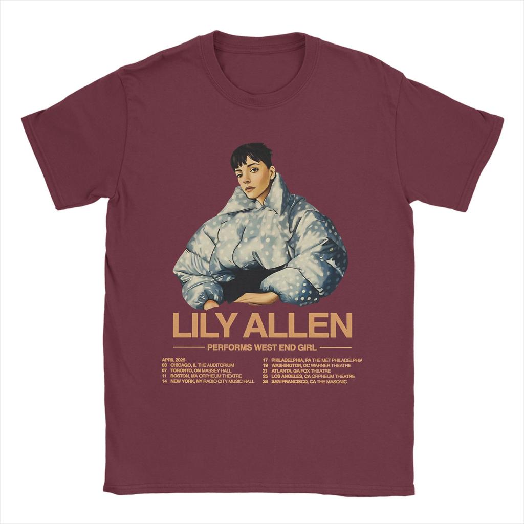 Hipster Lily Allen West End Girl Tour 2026 TShirts for Unisex Round Neck Pure T Shirts Short Sleeve Tee Shirt Plus Size Clothes
