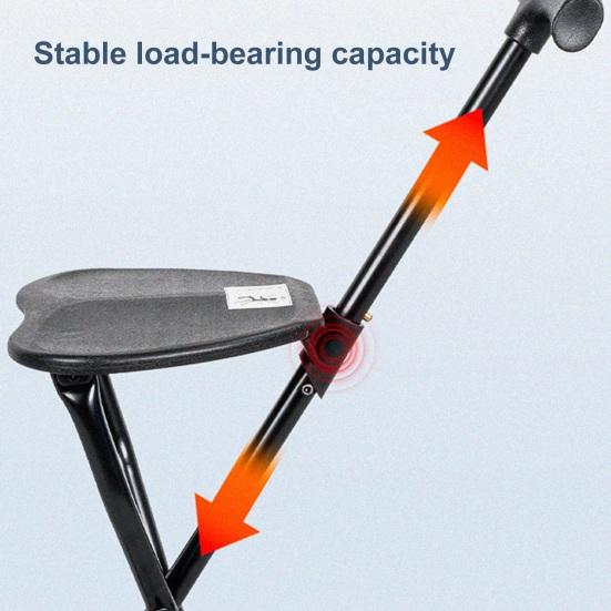 Yousheng 300 Lbs Crutch Stool with Seat Lightweight Folding Walking Stick Chair Portable Cane for Senior Elderly Camping Hiking