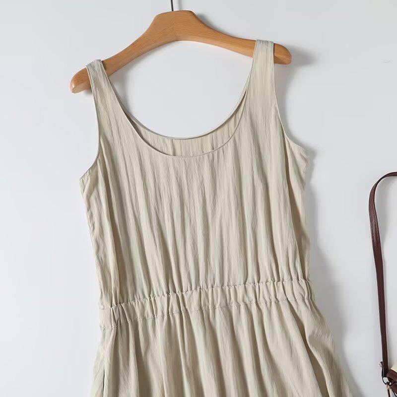 2025 Spring Women's Casual Sleeveless Elastic Waist Vest Dress