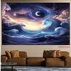 2D Fantasy Ocean Wave Backdrop Purple Starry Sky Moon Photo Background