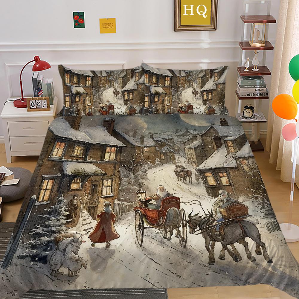 Модное рождественское одеяло с принтом размера «king-size», комплект высококачественного полиэстера для подростков, детей, домашнее постельное белье