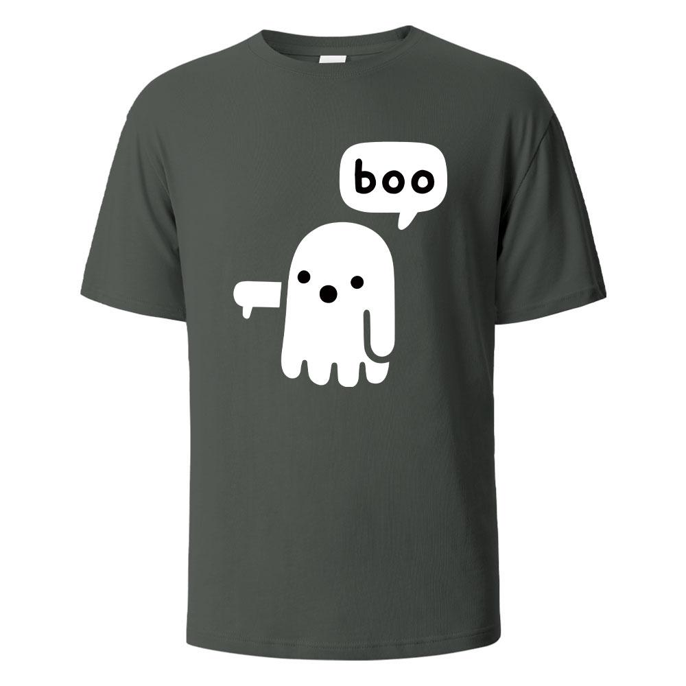 BOO Забавная уличная футболка с принтом для мужчин и женщин 100% хлопок Летние дышащие базовые футболки с коротким рукавом Круглый вырез Оверсайз