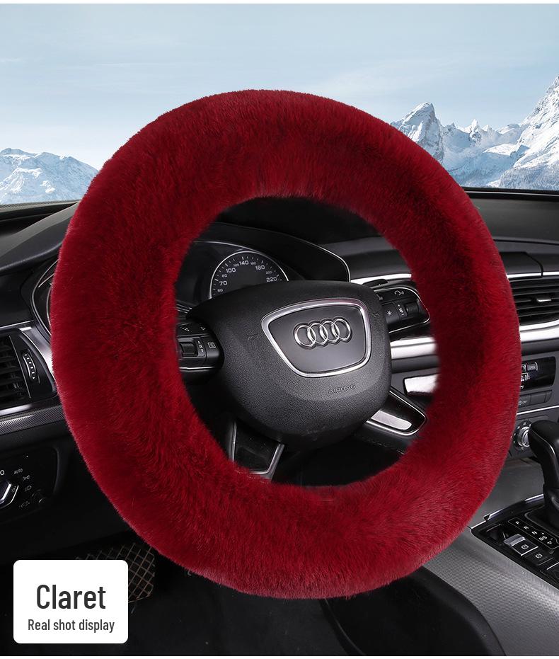 Новый стиль Зимняя плюшевая оплетка на руль - Теплая, Нескользящая, Кроличья шерсть