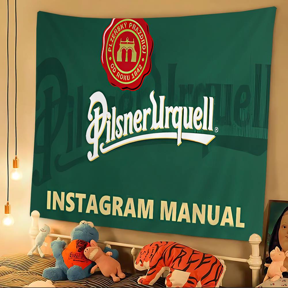Логотип пива Pilsner Urquell Мультяшный Гобелен Богемские Настенные Гобелены Мандала Настенное Полотно