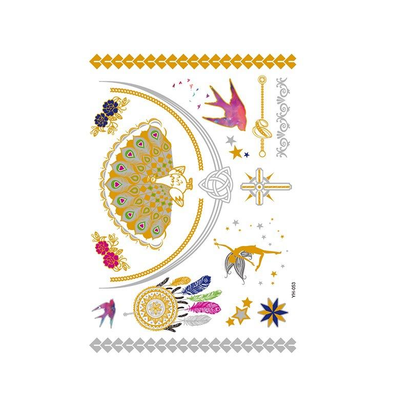 Yh ретро большая бронзовая татуировка наклейка водонепроницаемая татуировка наклейка Amazon набор горячая серебристая цветная печать наклейка