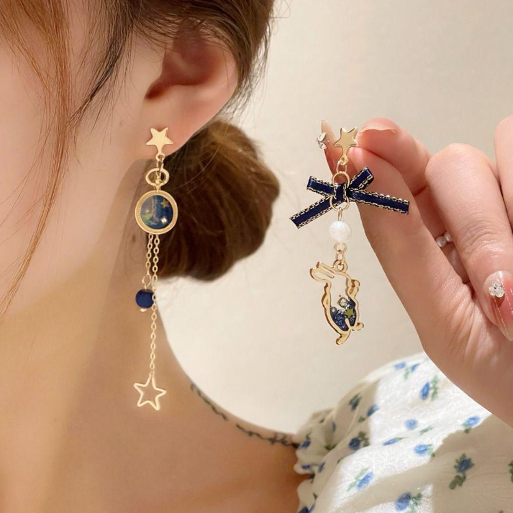 Classic Moon Unique Fashion Jewelry Crystal Ear Drop Korean Style Earrings Female Dangle Earrings
