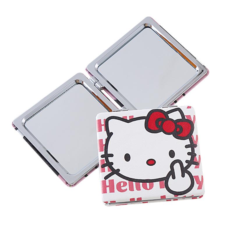 Портативное складное зеркало для макияжа Sanrio - Милый мультяшный ручной аксессуар для подкрашивания