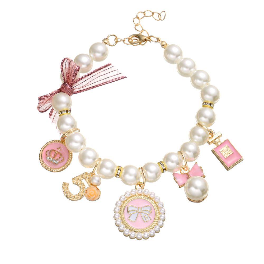 Products Puppy Accessories Cute Collar Bow Necklace Adjustable Dog Cat Princess Pet Pearl Collar