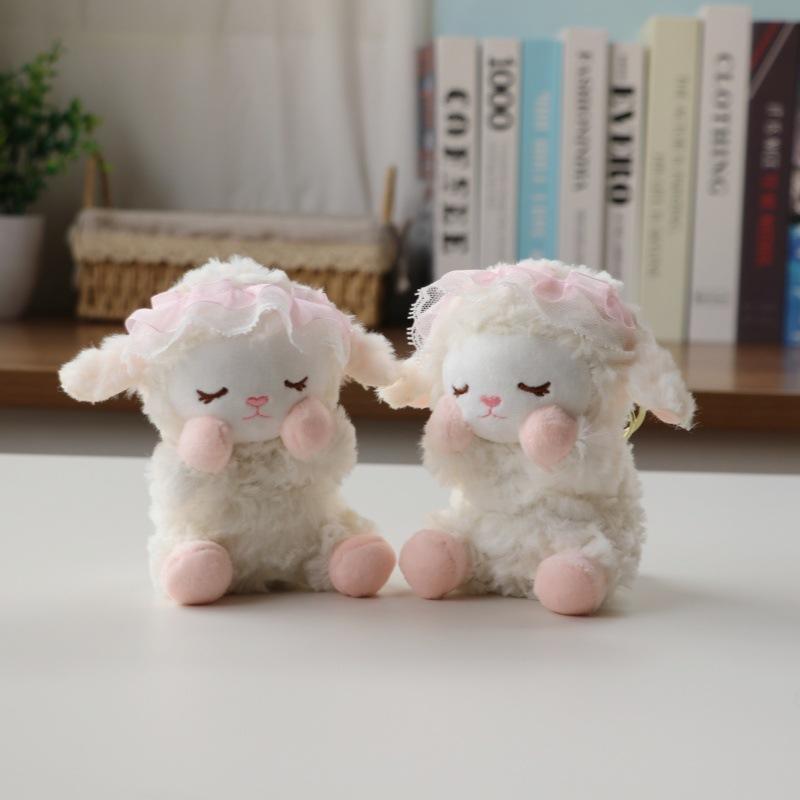 Anime Soft Lamb Keychain Fluffy Mini Stuffed Sheep Pendant Sweet Backpack Decor for Birthday Party Supplies