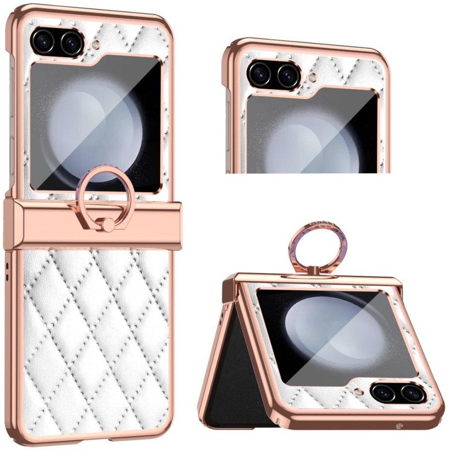Case for Samsung Galaxy Z Flip5 5G, Rhombus Grid, white