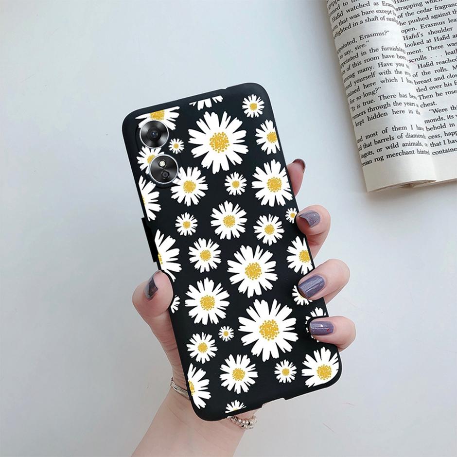 For OPPO A17 Phone Case CPH2477 Flower Butterfly Casing TPU Soft Silicone Back Cover for Oppo A17 A 17 Shell OppoA17 Bumper Capa