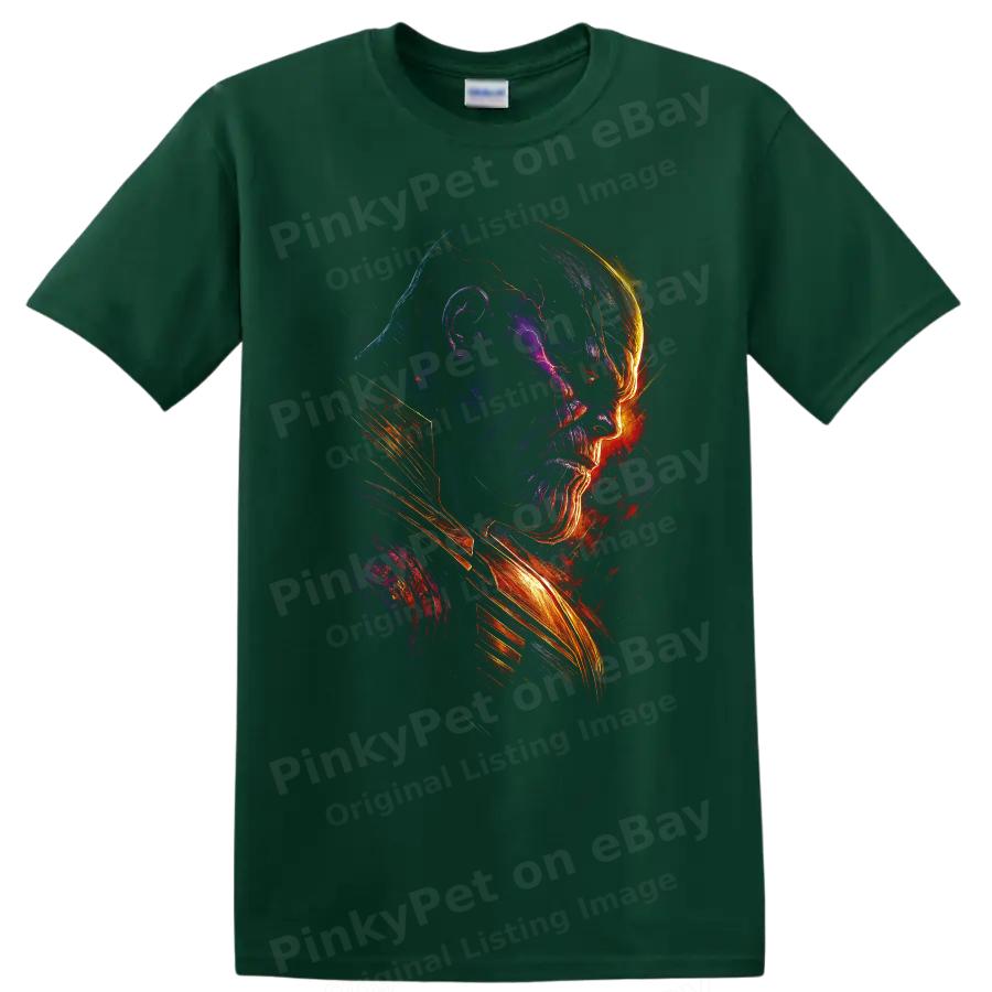 Thanos T Shirt Cosmic Villain Portrait Graphic Tee w Strong Glowing Art