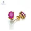 Simple & Classic Design Earring Natural 3ct Ruby Ov6*8mm Gemstone In 925 Sterling Silver Jewelry for Girls & Lady with Box