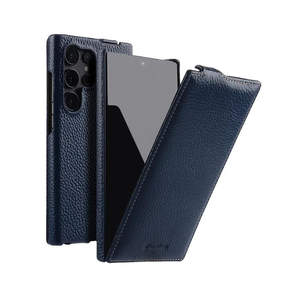 Melkco Беспроводная Зарядка Чехол из Коровьей Кожи Для Samsung Galaxy S26 Ultra S26 Plus 5G Премиум Вертикальный Флип Чехол для Мобильного Телефона