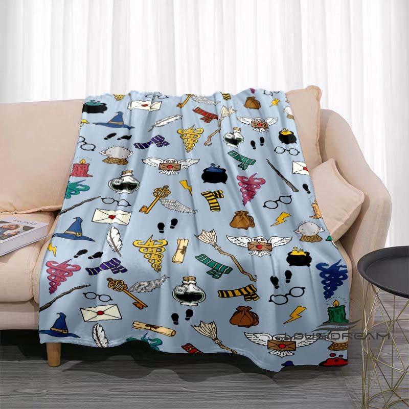 Fantasy Adventure MovieThemed 3D Printed Blanket Harry Potter Warm Cozy Flannel Throw Suitable for Bedrooms Sofas Beds