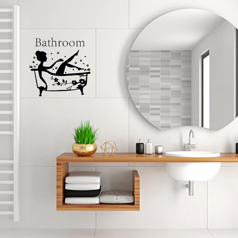 Wall Window Decor Stickers Removable Bathroom Art Decal Door Stickers Bath Time Vinyl Door Sticker Self Adhesive PVC Wall Decal