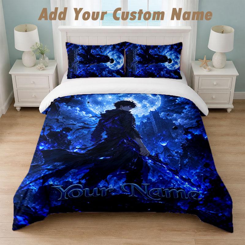 Bedding Set 1 Duvet Cover 2 Pillowcases Solo Leveling Print Soft Bed Linen Bedroom Decor