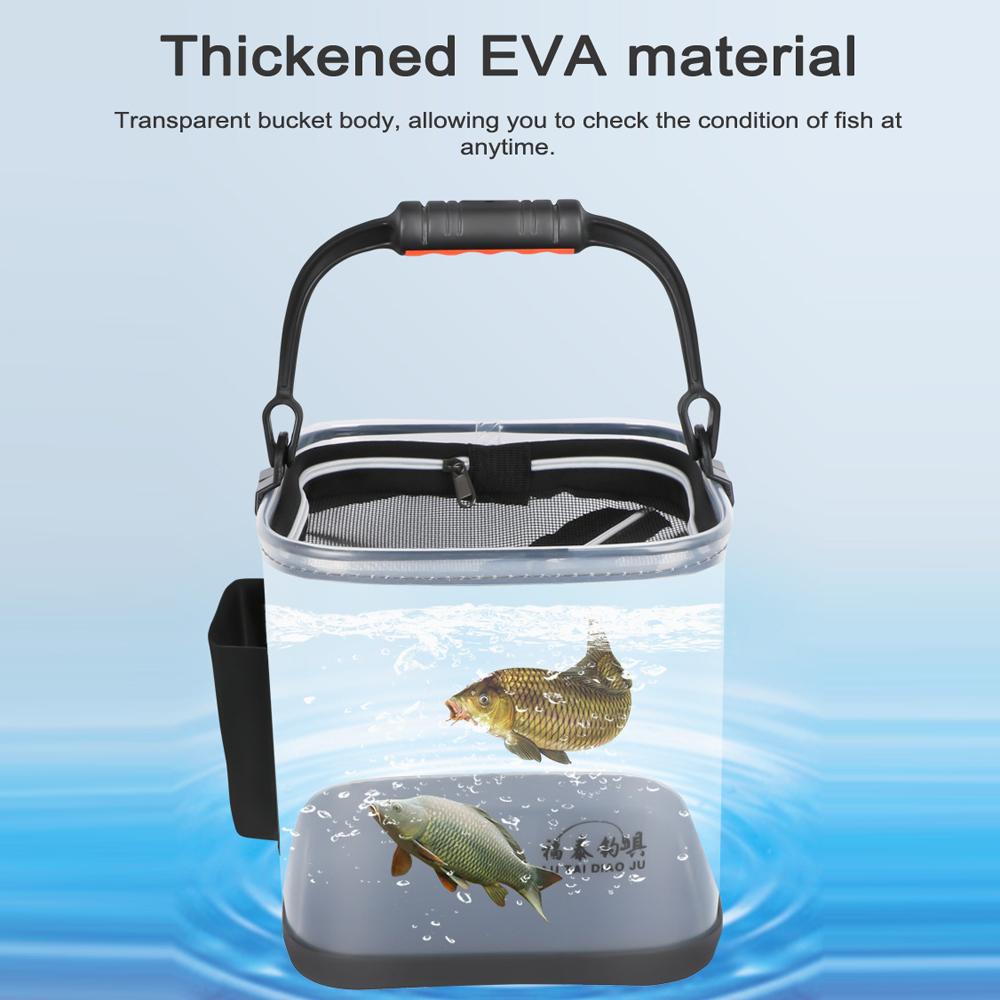 Утепленное ведро для рыбалки на открытом воздухе, прозрачное ведро для воды из ЭВА, большой емкости, для путешествий, кемпинга