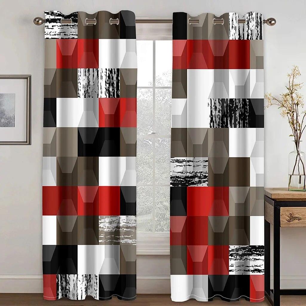 Геометрическая абстрактная космическая красная занавеска на окно для гостиной, спальни, ванной комнаты, двери, домашнего декора