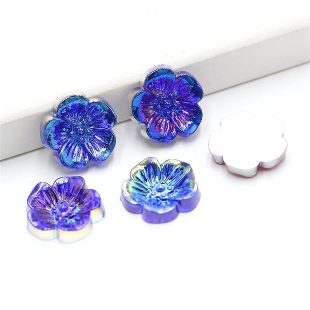 100pcs 15mm Flower Design Acrylic Rhinestone, Flat Back Art Beads Decorate DIY Rhinestone Applique Crystal Flower