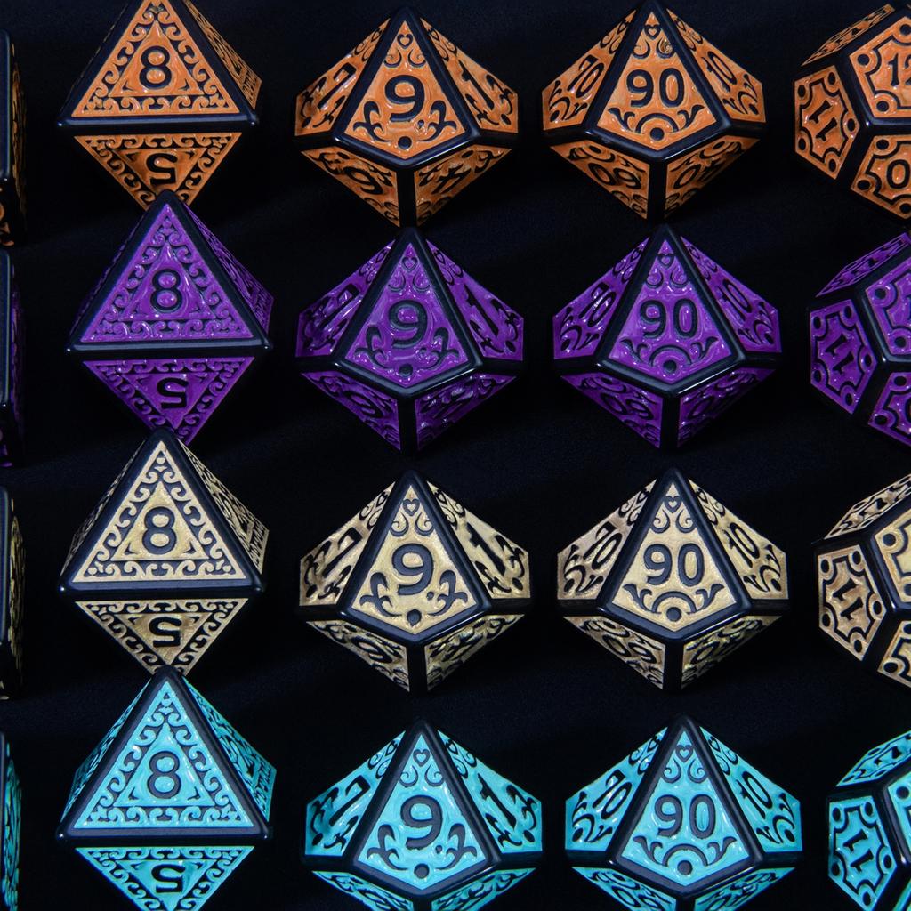 Многогранные игральные кости DND 7 шт. Текстуры Узорные игральные кости для DNDGame Ролевая игра Настольная игра Аксессуары для хобби Праздничный подарок