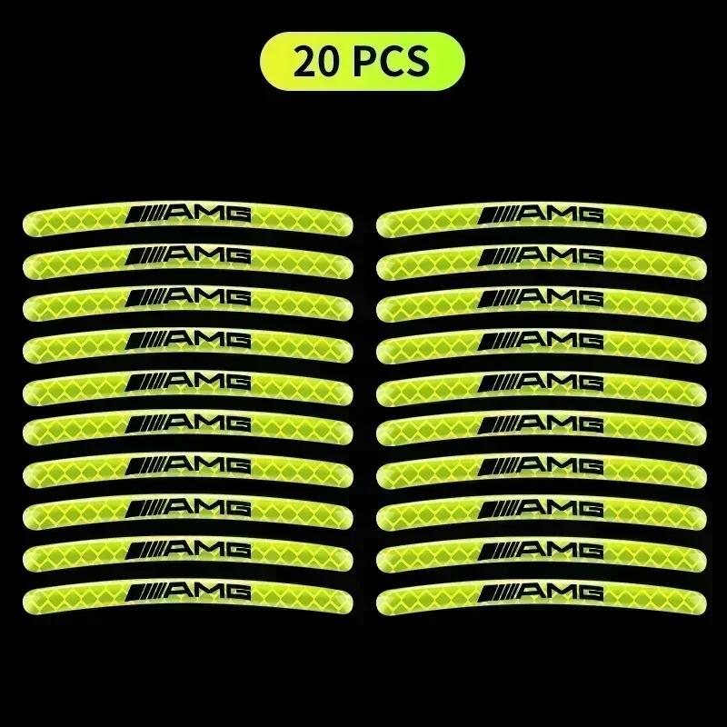SCQK9 Luminous Car Wheel Hub Stickers High Reflective Stripe Tape for Mercedes Benz W203 W204 W205 W206 W212 W213 W222 W223 E300 C200