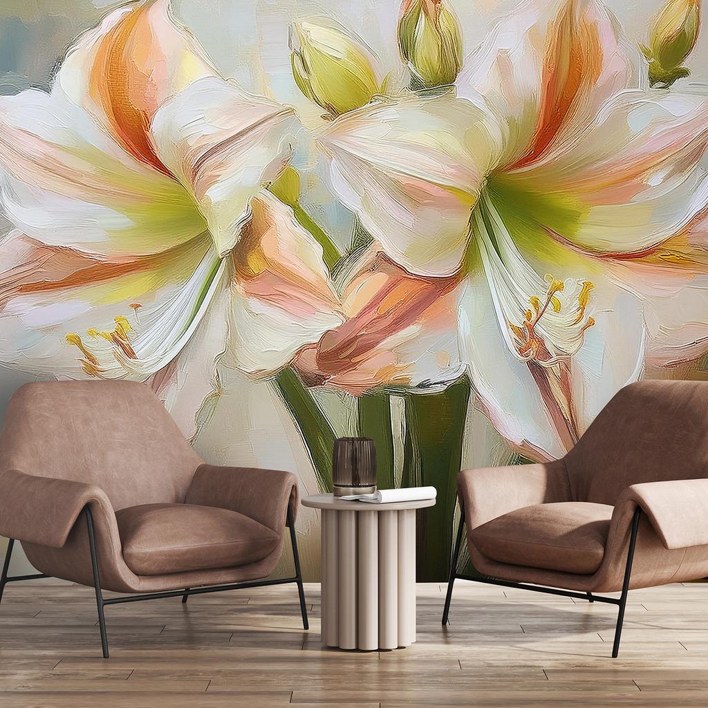 Обои Белый Расписной Цветок