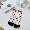 2 Pairs Five Finger Women Animals Cartoon Print Japanese Cute Socks Casual Plaid Floral Vintage Female Sock