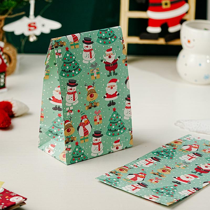 Christmas Cupcake Decoration Top Christmas Tree Reindeer Biscuit Packaging Merry Christmas Party Packaging Bag Decor Stickers