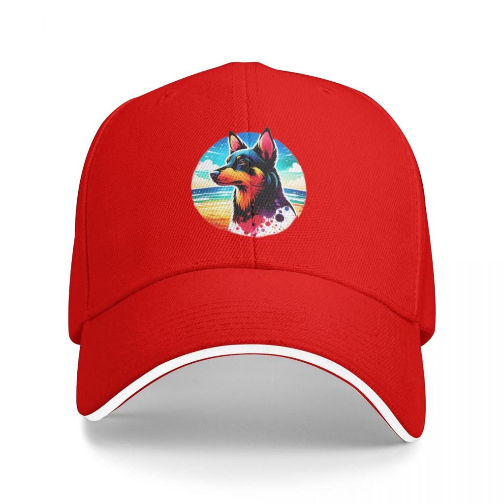 Australian Kelpie Beach Background Baseball Cap Golf Hat Man Luxury Womens Outlet 2025 Mens