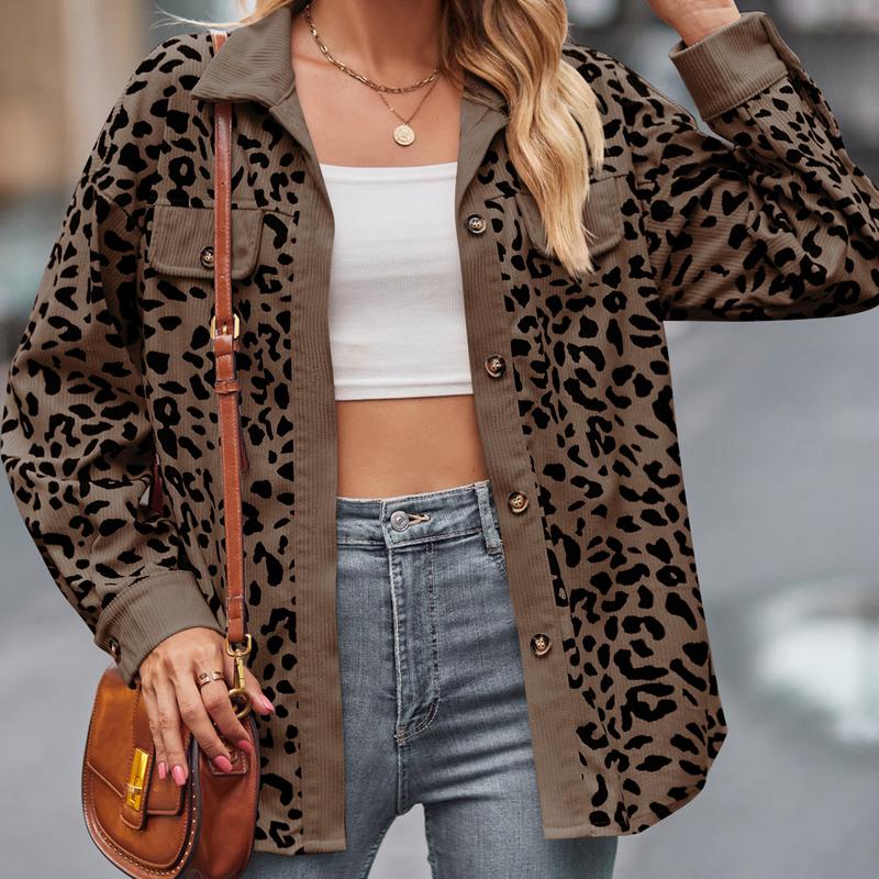 Куртка-рубашка с леопардовым принтом на пуговицах с длинными рукавами, женская, осень 2025, новые европейские и американские женские топы