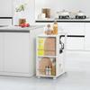 Kitchen Serving Cart in Wood with 2 Shelves and Wheels, 60x38x77cm, White