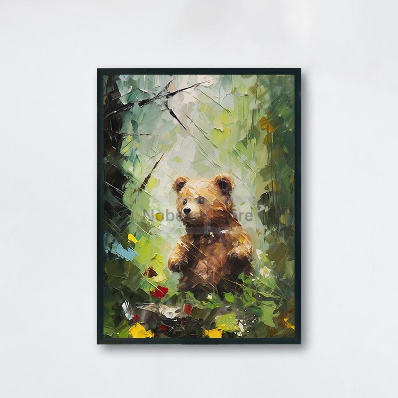 Милые детские плакаты с животными Милые принты с дикой природой Картина маслом на холсте Лесные настенные художественные картины Украшения для детской комнаты