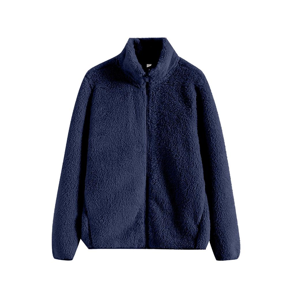 Women's Fleece Long Sleeved Plush Coral Fleece Zipper Warm Jacket