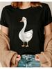 1pc WoWomens Summer Clothing Featuring a Cartoon Goose Design TShirt Suitable for Casual And CountryStyle Wear Elegant W