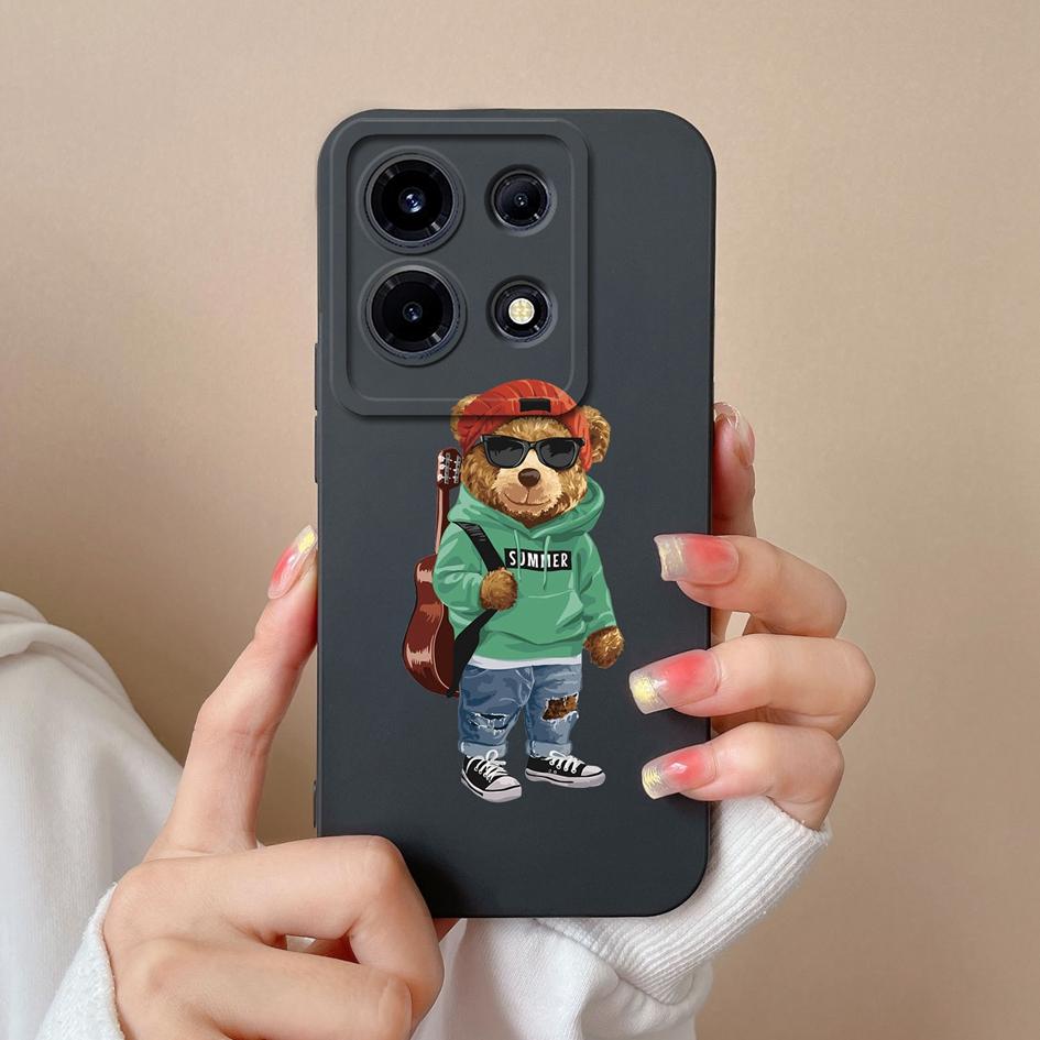 For Infinix Note 30 Smart 7 Plus Hot 30 Itel A60s S23+ P40+ Tecno Spark 10 Phone Case Cover Cute Bear Matte Soft Silicone Shockproof Shell Bumpers