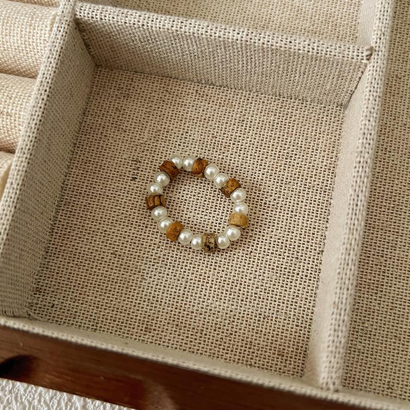 Кольцо с жемчугом, эластичное, женское, литературное, для ношения в несколько рядов, на указательный палец, высококачественное, ручной работы, ювелирное изделие