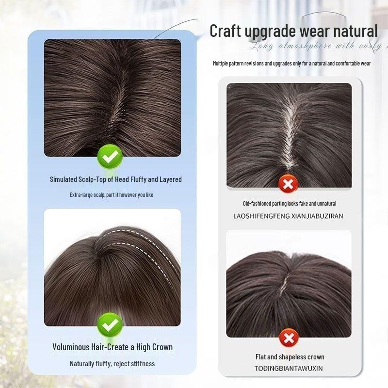 Korean Style Long Curly Big Waves Wig for Women - Realistic and Fashionable Full Head Cover