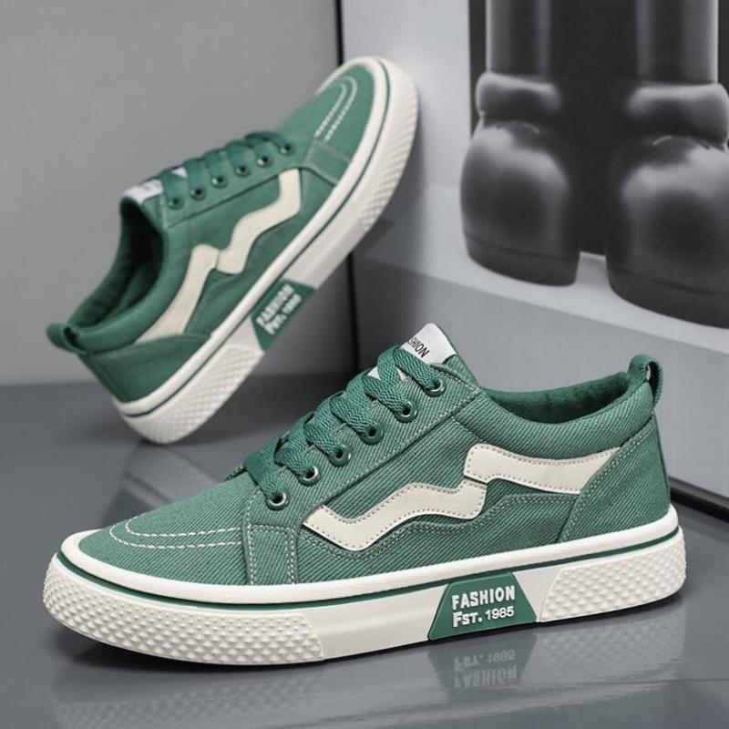 Men Canvas Shoes Sneakers Fashion Low-top Vulcanized Shoes Men Green Sneakers Breathable Casual Shoes Skateboard