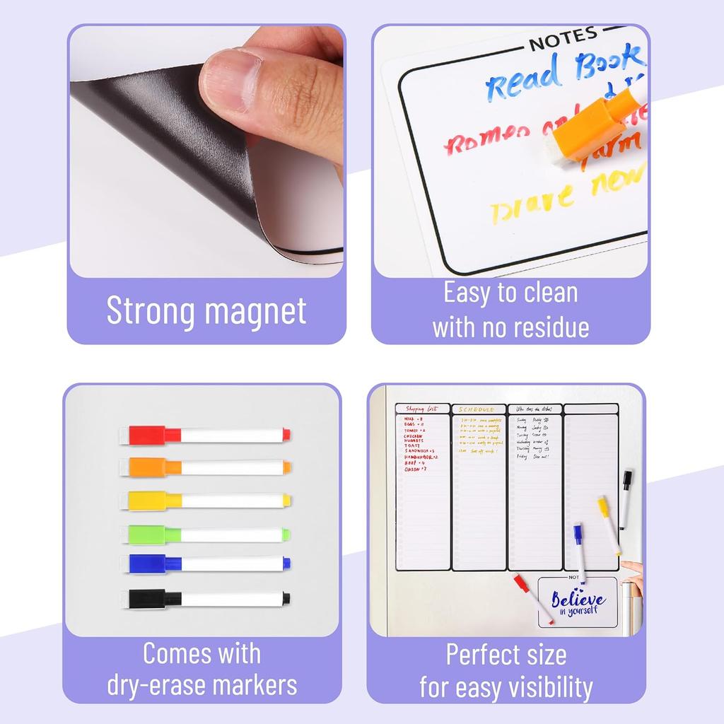 Mr. Pen- 4" x 12" Magnetic Dry Erase to Do List, 11 pcs, 4X Dry Erase to Do List White Board, 6X Colorful Whiteboard Markers and 6" x 4" Magnetic