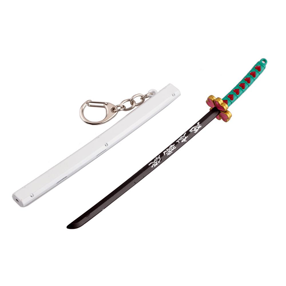 Anime Demon Slayer Sword Keychain Cartoon Blade of Ghost Keyring Sword Model Cosplay Jewelry