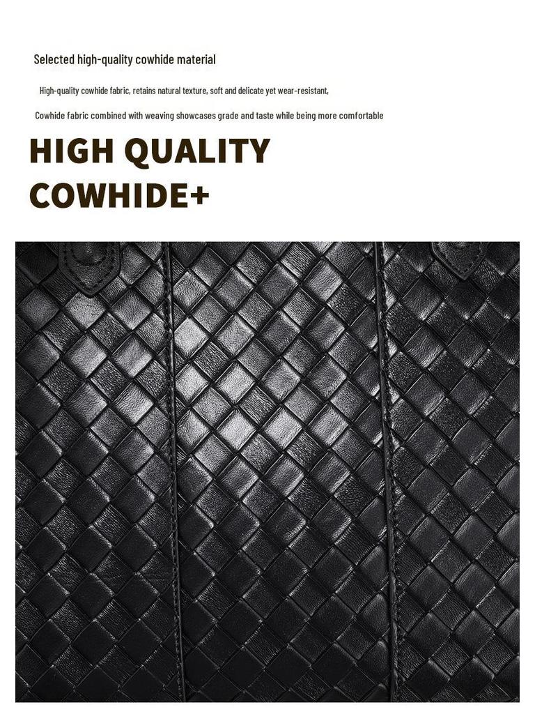 Женская плетеная сумка-тоут из натуральной кожи высокого класса - Большая вместимость, Универсальная сумка из коровьей кожи