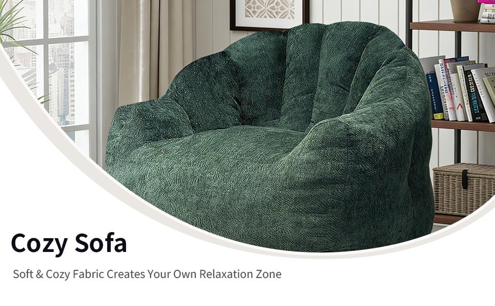 Shimmer Bear Paw Sofa Ergonomic Round-Shaped Bean Bag Chair with Full-Body Contouring for Versatile Home Relaxation and Comfort