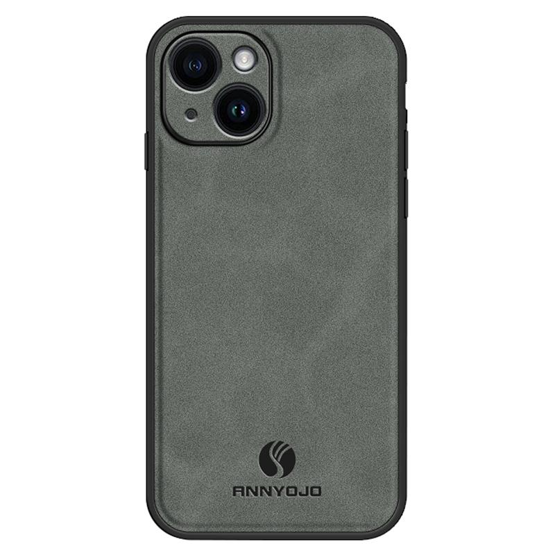 ANNYOJO For iPhone 15 Case Bump Proof PU Leather+PC+TPU Phone Cover