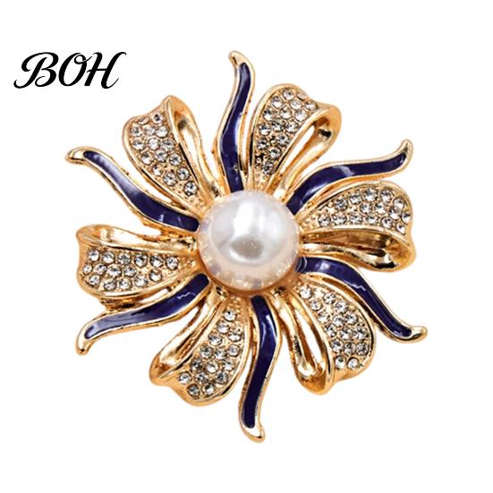 Rhinestone Flower Brooch Oil Dripping Brooch, Faux Pearl Lapel Pin, Everyday Wear Sweater Cardigan Coat Clothing Accessories, Jewelry Gift for