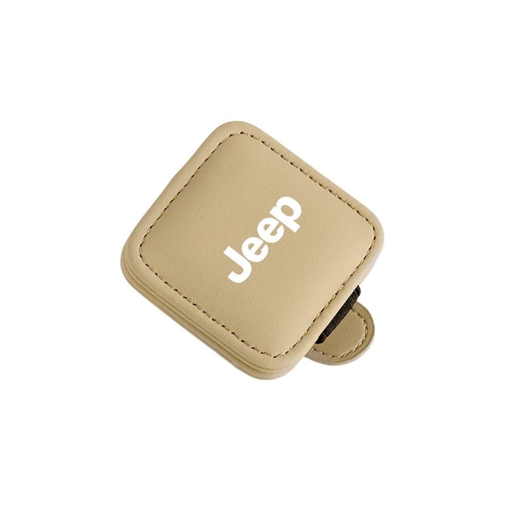 Leather Car Sunglasses Holder Visor Clip for Jeep Renegade Wrangler Grand Cherokee Compass Patriot Auto Accessory