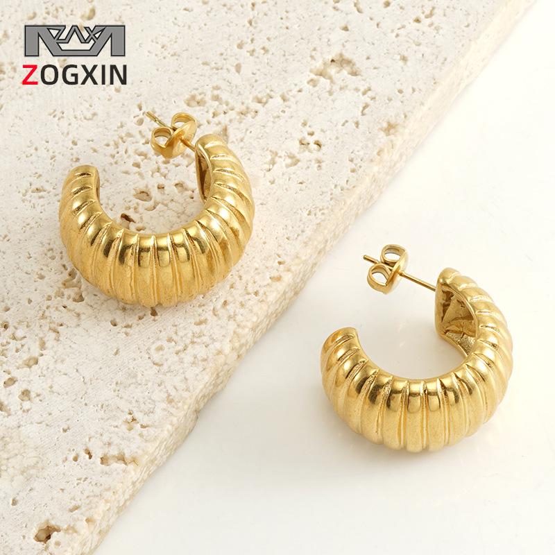 Геометрические серьги U-образной формы из нержавеющей стали с 18-каратным золотым покрытием для женщин