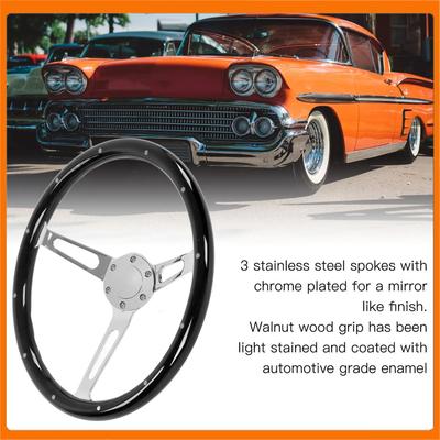 3-спицевое клепаное 6-болтовое Модифицированное рулевое колесо Модификация 380 мм 15 дюймов Деревянное Винтажное рулевое колесо в сборе Рукоятка из грецкого ореха