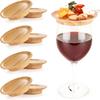4Pcs Bamboo Wine Glass Coaster Plate Wine Glass Charcuterie Topper Mini Bamboo Cheese Plate Wooden Appetizer Trays for Family Gatherings Restaurants